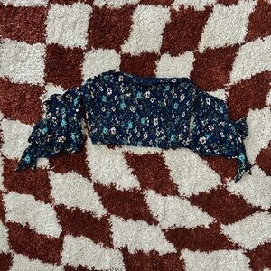 Exhilaration Navy Floral Smocked Top